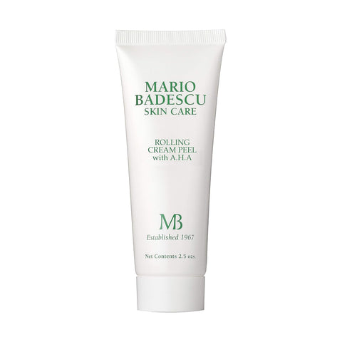 Mario Badescu Rolling Cream Peel for AHA for All Skin Types | Face Treatment with Lactic Acid & Kaolin | Visibly Improves Uneven Skin Texture | 2.5 Fl Oz