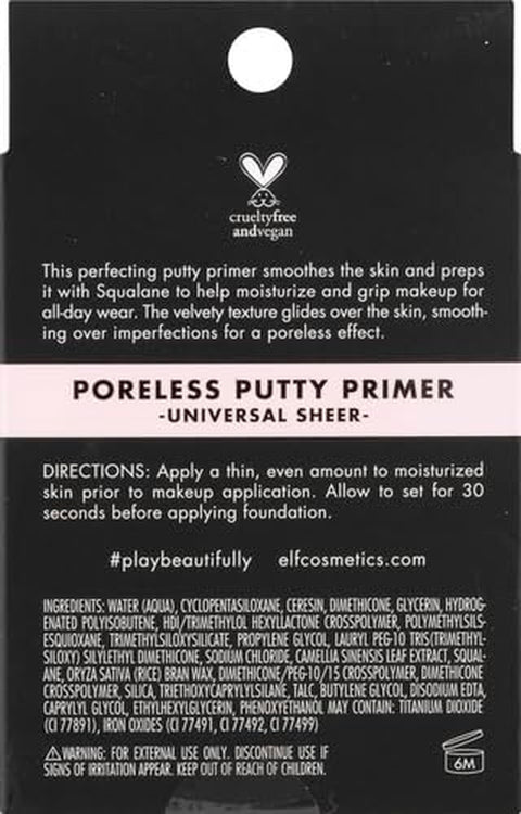 Poreless Putty Primer, Silky, Skin-Perfecting, Lightweight, Long Lasting, Smooths, Hydrates, Minimizes Pores, Flawless Base & Finish, All-Day Wear, Ideal for All Skin Types, 0.74 Fl Oz
