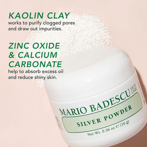 Mario Badescu Silver Powder Pore Minimizer, Skin Care Facial Pore Cleansing Mask with Kaolin Clay & Zinc Oxide