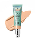 IT Cosmetics CC+ Cream Natural Matte Foundation with SPF 40 - Shine-Reducing & Long-Wear Full Coverage Foundation for Oily Skin - with Hyaluronic Acid - Fragrance Free & Non-Comedogenic - 1.08 Fl Oz