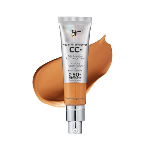 IT Cosmetics Your Skin but Better CC+ Cream - Color Correcting Cream, Full-Coverage Foundation, Hydrating Serum & SPF 50+ Sunscreen - Natural Finish - 1.08 Fl Oz