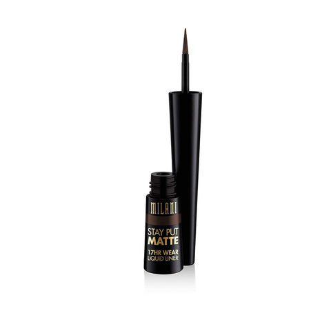 Milani Stay Put Matte Liquid Eyeliner - Black, Waterproof, 17H Wear, Cruelty-Free, Vegan, Smudgeproof, Long Lasting