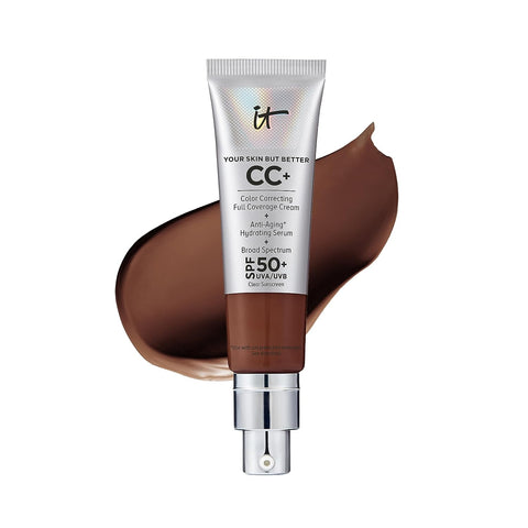 IT Cosmetics Your Skin but Better CC+ Cream - Color Correcting Cream, Full-Coverage Foundation, Hydrating Serum & SPF 50+ Sunscreen - Natural Finish - 1.08 Fl Oz