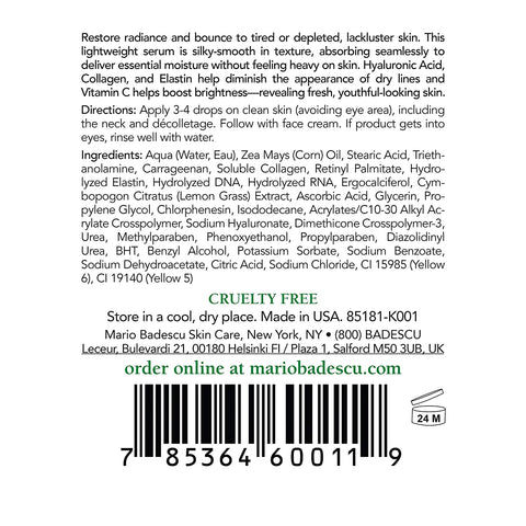 Mario Badescu Hyaluronic Emulsion with Vitamin C Face Serum - Skin Brightening Serum with Hydrating, Light, Silky Formula - Restores Radiance for Fresh and Youthful Skin, 1 Fl Oz