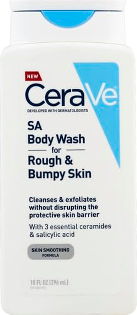 Cerave Body Wash with Salicylic Acid | Fragrance Free Body Wash to Exfoliate Rough and Bumpy Skin | Allergy Tested | 10 Ounce