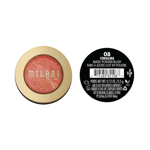 Milani Baked Blush - Corallina (0.12 Ounce) Cruelty-Free Powder Blush - Shape, Contour & Highlight Face for a Shimmery or Matte Finish