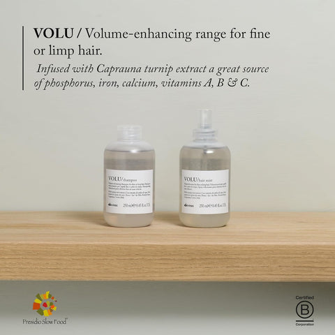 Davines VOLU Shampoo, Volume Shampoo for Fine, Thin Hair Types, Gentle Everyday Volumizing