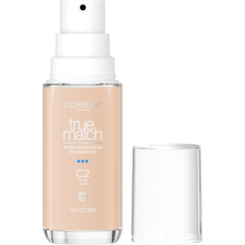 True Match Super-Blendable Foundation, Medium Coverage Liquid Foundation Makeup, N3, Light Medium, 1 Fl Oz