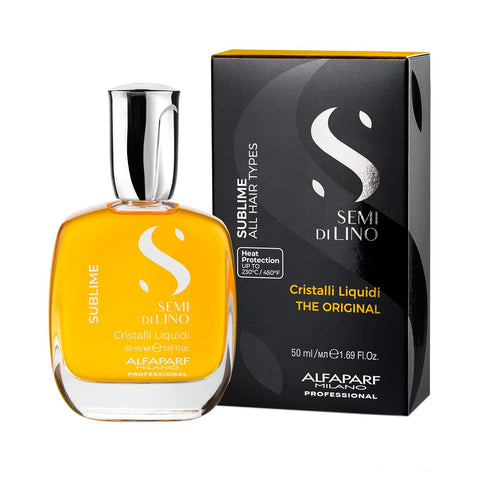 Alfaparf Milano Semi Di Lino Sublime Cristalli Liquidi Hair Oil Serum with Thermal Protection - anti Frizz Hair Serum & Smoothing Heat Protectant Spray with Vitamin E for Frizzy Hair (1.69 Oz / 50 Ml)