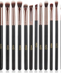 MSQ Eye Makeup Brushes 12Pcs Rose Gold Eyeshadow Makeup Brushes Set with Soft Synthetic Hairs & Real Wood Handle for Eyeshadow, Eyebrow, Eyeliner, Blending(Without Bag)