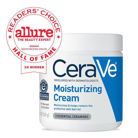 Cerave Moisturizing Cream | Body and Face Moisturizer for Dry Skin | Body Cream with Hyaluronic Acid and Ceramides | Daily Moisturizer | Oil-Free | Fragrance Free | Non-Comedogenic | 19 Ounce