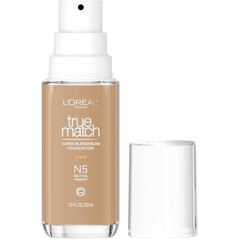 True Match Super-Blendable Foundation, Medium Coverage Liquid Foundation Makeup, N3, Light Medium, 1 Fl Oz