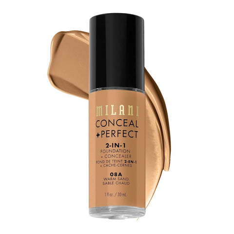 Milani Conceal + Perfect 2-In-1 Foundation + Concealer - Creamy Vanilla (1 Fl. Oz.) Cruelty-Free Liquid Foundation - Cover Under-Eye Circles, Blemishes & Skin Discoloration for a Flawless Complexion