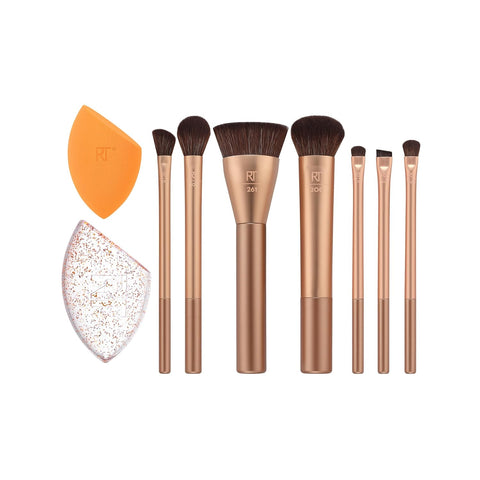 Real Techniques Makeup Brush Set with 2 Sponge Blenders, Multiuse Brushes, for Eyeshadow, Foundation, Blush, Highlighter, and Concealer, 6 Piece Makeup Brush Set