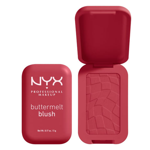 NYX PROFESSIONAL MAKEUP Buttermelt Powder Blush, Fade and Transfer-Resistant Blush, up to 12HR Make up Wear, Vegan Formula - Butta with Time