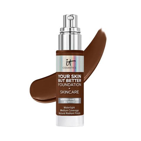 IT Cosmetics Your Skin but Better Foundation + Skincare - Hydrating Medium Buildable Coverage - Minimizes Pores & Imperfections - Natural Radiant Finish - with Hyaluronic Acid - 1.0 Fl Oz