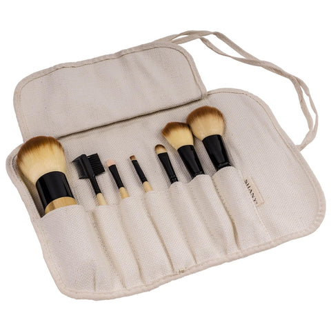 SHANY Bamboo Makeup Brush Set - Vegan Professional Makeup Brushes with Premium Synthetic Hair & Cotton Pouch for Easy Brush Storage - 7Pc