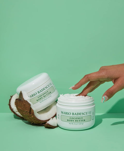 Mario Badescu Coconut Body Butter & Body Oil Set | Moisturizing Body Butter with Shea Butter + Lightweight Hydrating Body Oil with Coconut Oil | 8 Oz & 5 Fl Oz