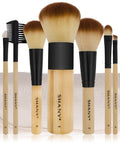 SHANY Bamboo Makeup Brush Set - Vegan Professional Makeup Brushes with Premium Synthetic Hair & Cotton Pouch for Easy Brush Storage - 7Pc