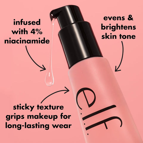 E.L.F. Power Grip Primer + 4% Niacinamide, Gel-Based & Hydrating Face Primer, Evens Skin & Brightens, Grips Makeup, Vegan & Cruelty-Free, 0.8 Fl Oz