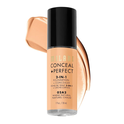 Milani Conceal + Perfect 2-In-1 Foundation + Concealer - Creamy Vanilla (1 Fl. Oz.) Cruelty-Free Liquid Foundation - Cover Under-Eye Circles, Blemishes & Skin Discoloration for a Flawless Complexion