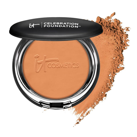 IT Cosmetics Celebration Foundation - Full-Coverage, Anti-Aging Powder Foundation - Blurs Pores, Wrinkles & Imperfections - with Hydrolyzed Collagen & Hyaluronic Acid - 0.3 Oz