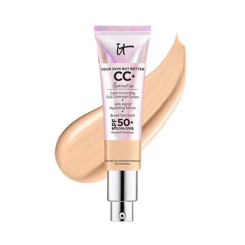 IT Cosmetics Your Skin but Better CC+ Cream Illumination - Color Correcting Cream, Full-Coverage Foundation, Hydrating Serum & SPF 50+ Sunscreen Radiant Finish 1.08 Fl Oz