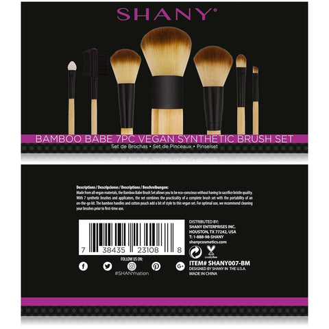 SHANY Bamboo Makeup Brush Set - Vegan Professional Makeup Brushes with Premium Synthetic Hair & Cotton Pouch for Easy Brush Storage - 7Pc