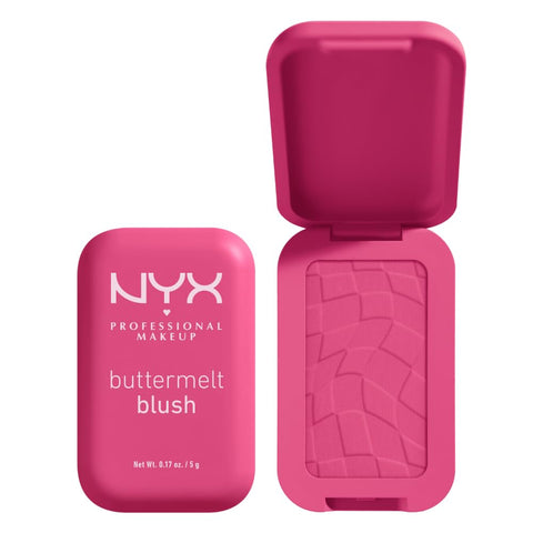 NYX PROFESSIONAL MAKEUP Buttermelt Powder Blush, Fade and Transfer-Resistant Blush, up to 12HR Make up Wear, Vegan Formula - Butta with Time