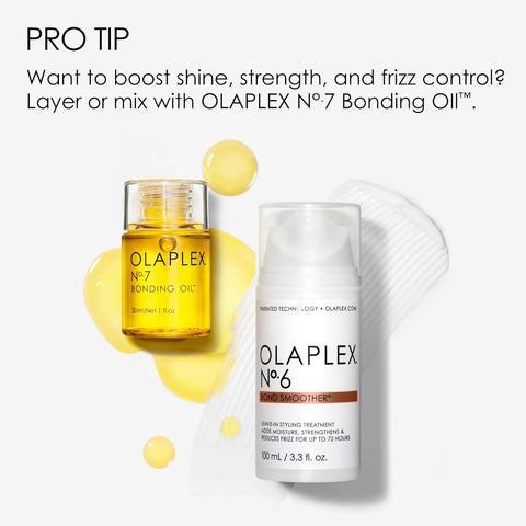 Olaplex No. 6 Bond Smoother, Leave-In Styling Hair Cream Treatment, Smooths, Conditions, & Strengthens, Frizz Control for up to 72 Hours, for All Hair Types, 3.3 Fl Oz