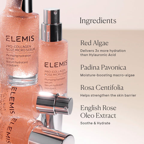 ELEMIS Pro-Collagen Rose Micro Serum | Hydration Serum That Plumps, Soothes, and Nourishes Your Skin While Reducing Fine Lines & Wrinkles.