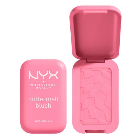 NYX PROFESSIONAL MAKEUP Buttermelt Powder Blush, Fade and Transfer-Resistant Blush, up to 12HR Make up Wear, Vegan Formula - Butta with Time