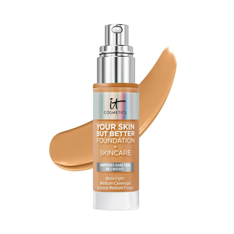 IT Cosmetics Your Skin but Better Foundation + Skincare - Hydrating Medium Buildable Coverage - Minimizes Pores & Imperfections - Natural Radiant Finish - with Hyaluronic Acid - 1.0 Fl Oz