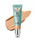 IT Cosmetics CC+ Cream Natural Matte Foundation with SPF 40 - Shine-Reducing & Long-Wear Full Coverage Foundation for Oily Skin - with Hyaluronic Acid - Fragrance Free & Non-Comedogenic - 1.08 Fl Oz