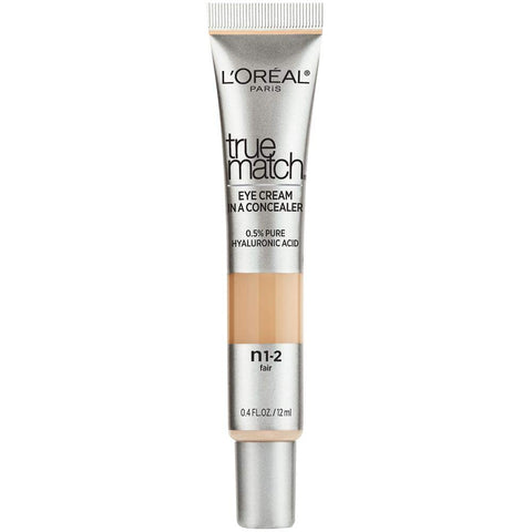 L’Oréal Paris True Match Eye Cream in a Concealer, 0.5% Hyaluronic Acid, Fair N1-2, 0.4 Fl. Oz.