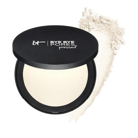 IT Cosmetics Bye Bye Pores Pressed Finishing Powder - Universal Shades - Contains Anti-Aging Peptides, Hydrolyzed Collagen & Antioxidants - 0.31 Oz