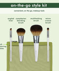 Ecotools On-The-Go Makeup Brush Kit, Travel-Friendly Brush Set, Mini-Size Makeup Tools for Powders, Blush, Bronzer, & Eyeshadows, Eco-Friendly, Synthetic Bristles, Cruelty-Free & Vegan, 5 Piece Set