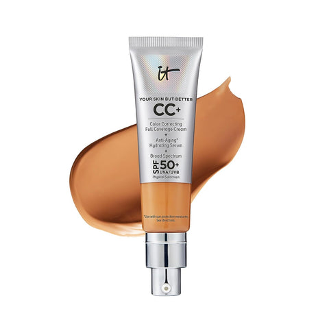 IT Cosmetics Your Skin but Better CC+ Cream - Color Correcting Cream, Full-Coverage Foundation, Hydrating Serum & SPF 50+ Sunscreen - Natural Finish - 1.08 Fl Oz