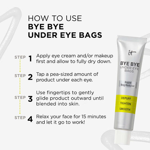 IT Cosmetics Bye Bye under Eye Bags Daytime Treatment – Depuffs, Tightens, Smooths & Reduces Look of Wrinkles & Fine Lines – All Skin Tones – Comfortable on Bare Skin or over Makeup - 0.5 Fl. Oz