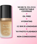 Too Faced Born This Way Natural Finish Longwear Liquid Foundation, 1.01 Fl. Oz.