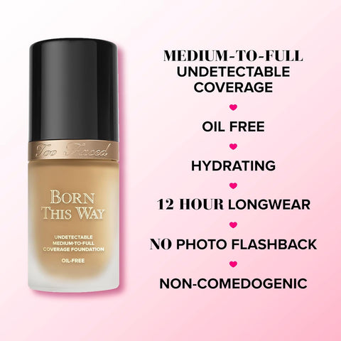 Too Faced Born This Way Natural Finish Longwear Liquid Foundation, 1.01 Fl. Oz.