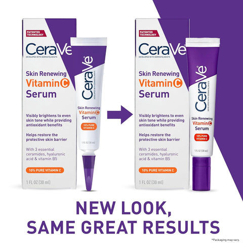 Cerave Vitamin C Serum with Hyaluronic Acid | Skin Brightening Serum for Face with 10% Pure Vitamin C | Fragrance Free | 1 Fl. Oz