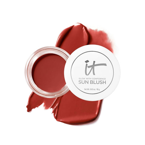 IT Cosmetics Glow with Confidence Sun Cream Blush - Blendable & Buildable Blush + Bronzer for a Pop of Sun-Blushed Color - 24HR Hydration with Hyaluronic Acid, Peptides & Vitamin E- 0.63 Oz