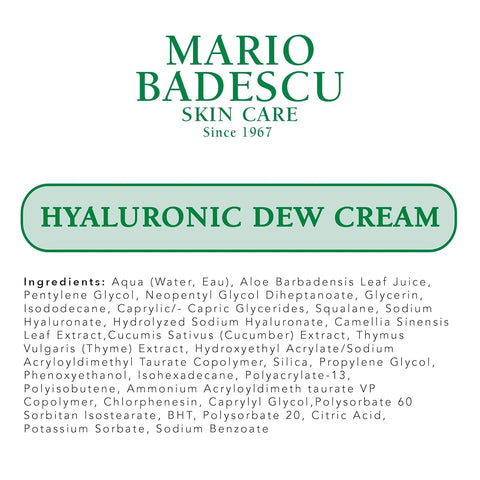 Mario Badescu Oil Free Hyaluronic Dew Cream | Hydrating Face Cream Formulated with Squalane for a Dewy Glow | 1.5 Oz