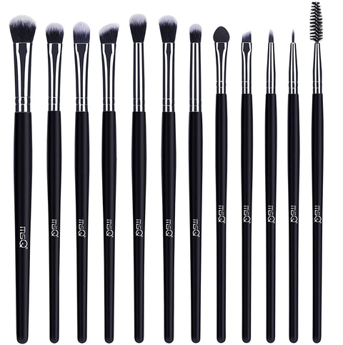 MSQ Eye Makeup Brushes 12Pcs Rose Gold Eyeshadow Makeup Brushes Set with Soft Synthetic Hairs & Real Wood Handle for Eyeshadow, Eyebrow, Eyeliner, Blending(Without Bag)