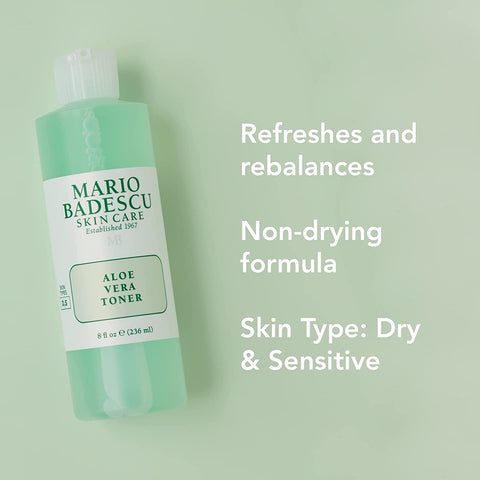 Mario Badescu Aloe Vera Toner for Dry and Sensitive Skin | Soothing Facial Toner That Hydrates and Balances| Formulated with Aloe Vera