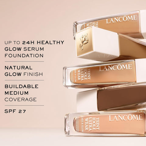 Lancôme Teint Idôle Ultra Wear Care & Glow Foundation for up to 24H Healthy Glow - SPF27 - Medium Buildable Coverage & Natural Glow Finish