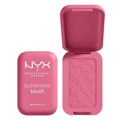 NYX PROFESSIONAL MAKEUP Buttermelt Powder Blush, Fade and Transfer-Resistant Blush, up to 12HR Make up Wear, Vegan Formula - Butta with Time