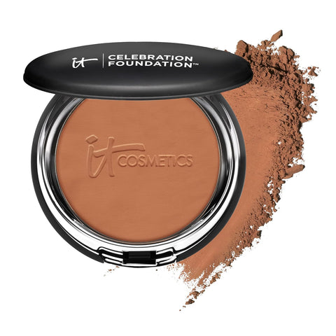 IT Cosmetics Celebration Foundation - Full-Coverage, Anti-Aging Powder Foundation - Blurs Pores, Wrinkles & Imperfections - with Hydrolyzed Collagen & Hyaluronic Acid - 0.3 Oz