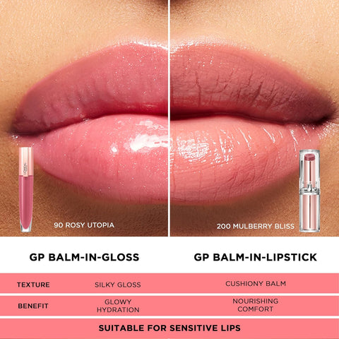 Glow Paradise Hydrating Tinted Lip Balm-In-Gloss with Pomegranate Extract & Hyaluronic Acid, Ultra-Gentle, Non-Sticky Formula, Sophisticated Rose, 0.23 Fl Oz